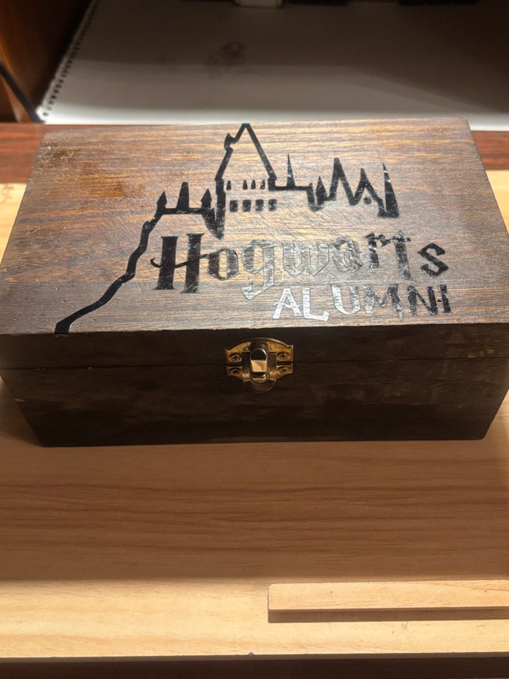 Hogwarts Alumni Wooden Keepsake Box - Dark Brown